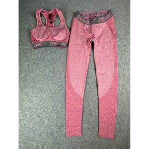 Gymshark Pink Marl‎ Seamless Sports Bra Leggings Set Moisture Wicking Size Small